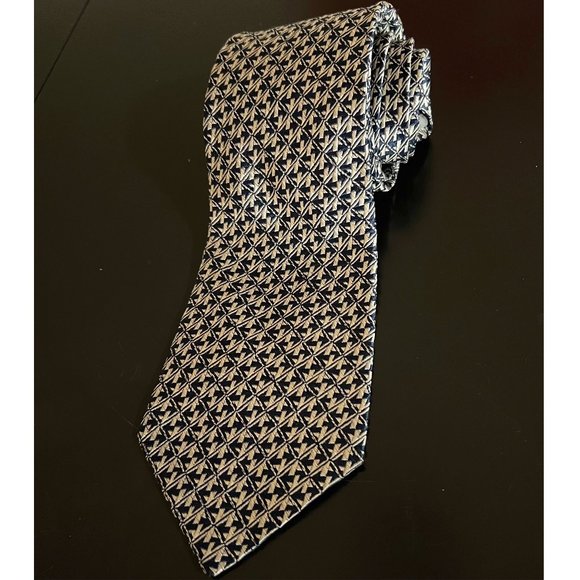 Charvet Place Vendôme Black/White Patterned Soie Silk Mens Neck Tie - Picture 2 of 9